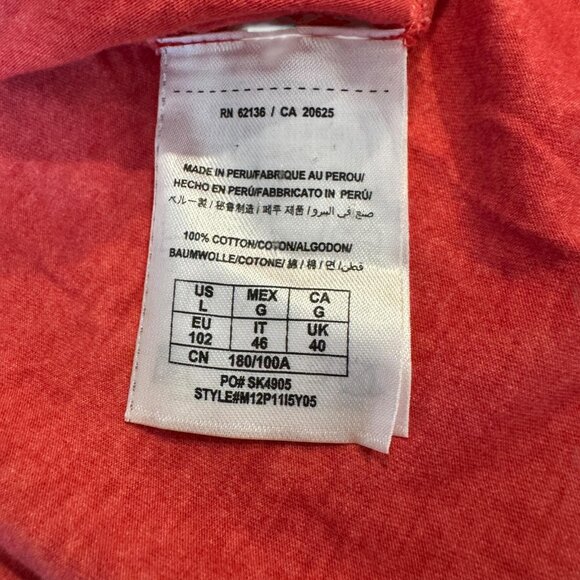 GUESS Los Angeles Shirt Mens Large Red V Neck Pima Cotton Short Sleeve Tee Soft - Picture 8 of 9